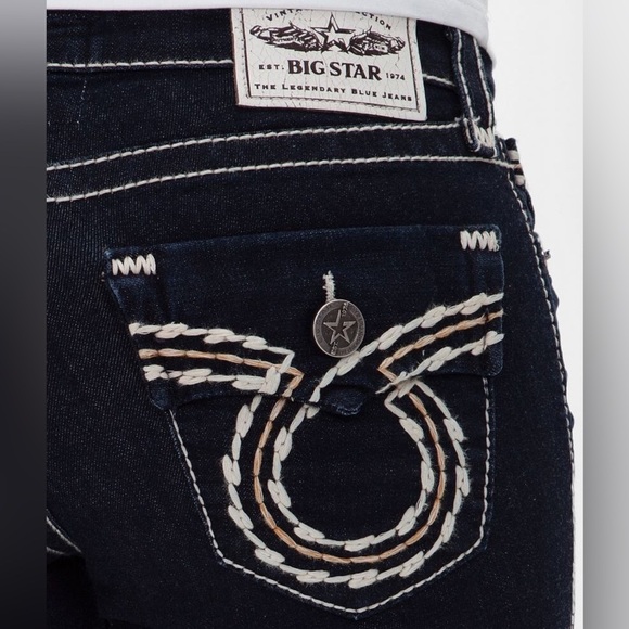 Big Star Jeans Maddie Skinny Slim Straight Leg Dark Wash Contrast Seam Women 25R - Picture 5 of 16